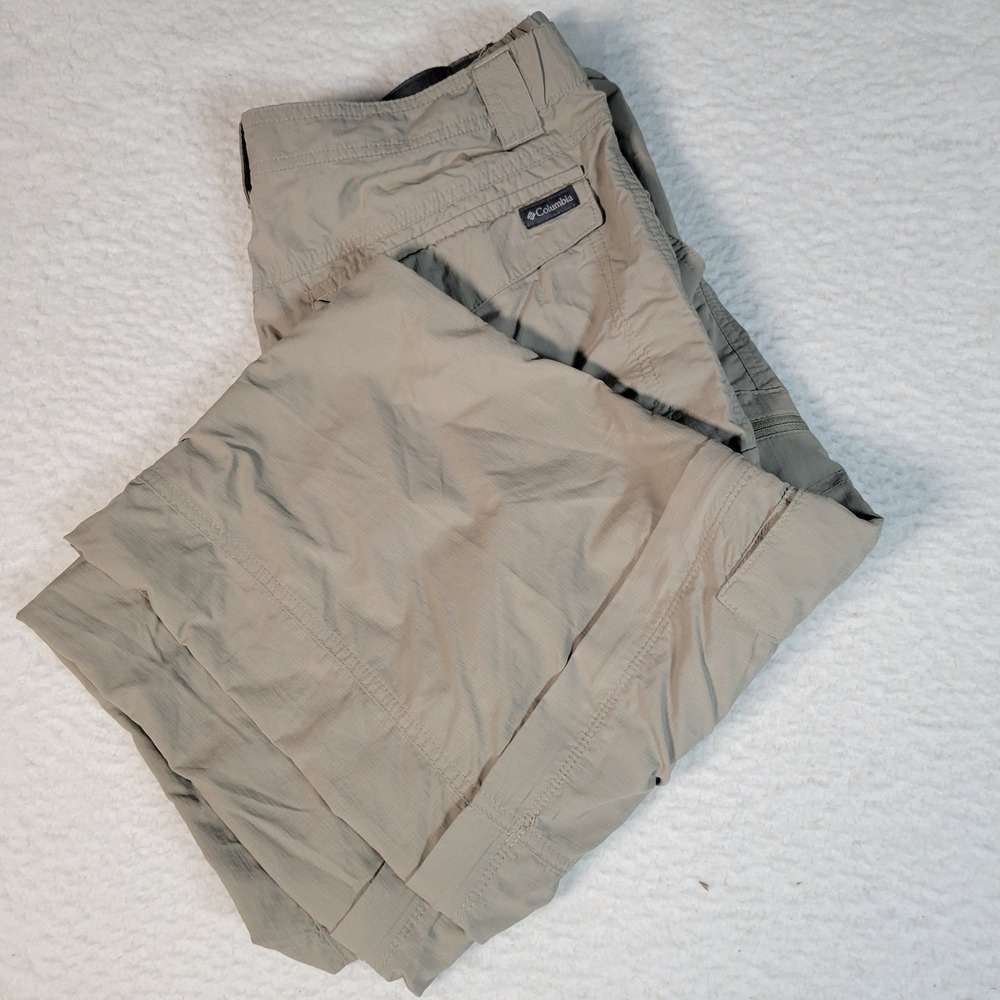 Columbia Convertible Cargo Pants Mens 36x30 Khaki Tan Hiking Zip Off Ripstop - Picture 1 of 16